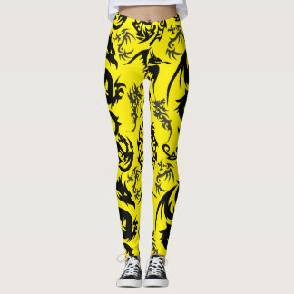 Legging Dragons outline pattern 05.b.DOLP01. Yellow BG