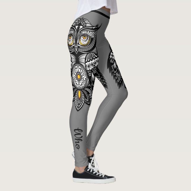 Legging Dramatic Spirit Owl Hoot, que personaliza as mulhe (Direita)