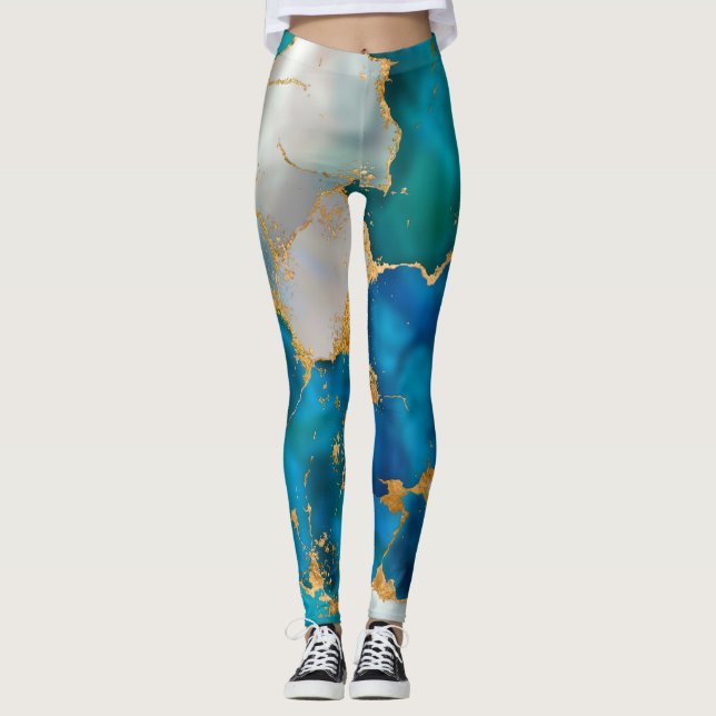 Legging Dreamy Blue, Teal, pearl and Gold (Frente)