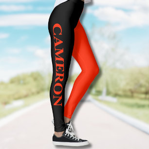 Legging Duas Cores da Moda Nome Preto e Escarlate