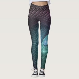 Legging Duas Espirais Coloridas Arte Fractal Abstrata Mode