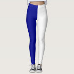 Legging Duas Pontas brancas azuis - Dividindo Meia Design<br><div class="desc">Azul e branco Duas cores de tom dividem metade dos lados das pernas de design. #colorsplit #leggins #colorsplitleggins #twotoneleggins</div>