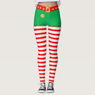 Legging Duende bonito do Natal listrado