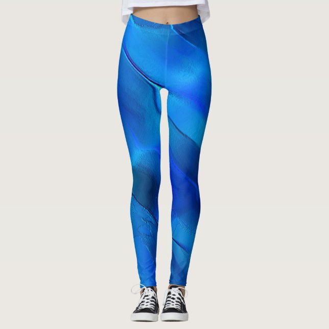 Legging Dunas metálicas em cores azuis vívidas (Frente)