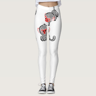 Legging Duo de Macacos Asiáticos: Sentados e Escalando