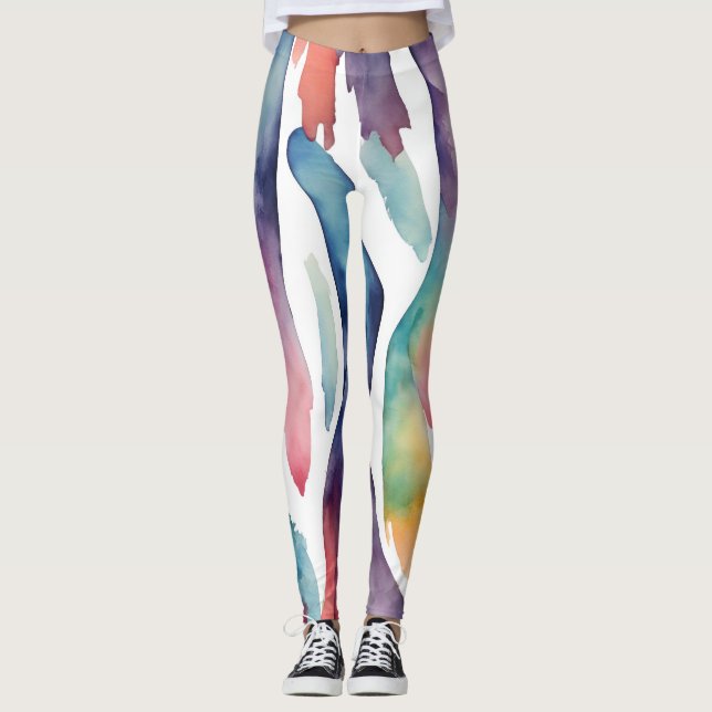 Legging Dynamische Aquarell-Streifen - lebendige Farben (Frente)
