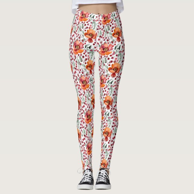 Legging Earthy Colors, Fall Flowers (Frente)