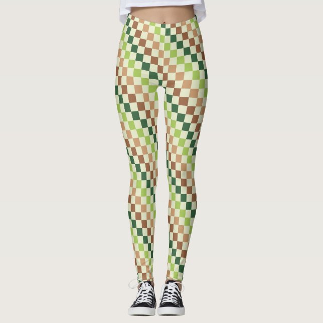 Legging Earthy rainbow diagonal checkerboard pattern (Frente)