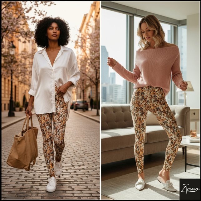 Legging Earthy Tone Crowded Dog Face Mix Pattern (Criador carregado)