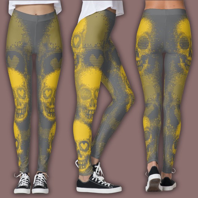 Legging Edgy Skull Pattern | Yellow and Grey (Criador carregado)