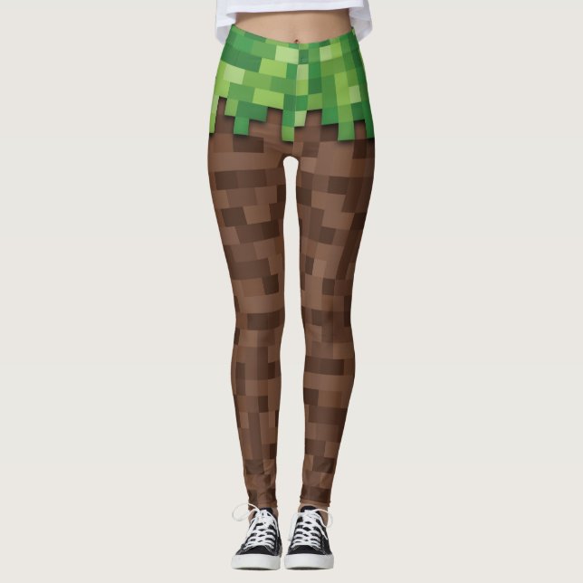 Legging Edifício de diafragmas de grama ixelados para jogo (Frente)