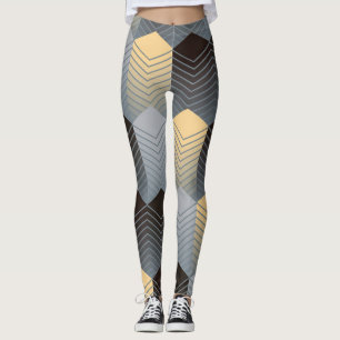 Legging Edifícios geométricos de prata, padrão de abstrato