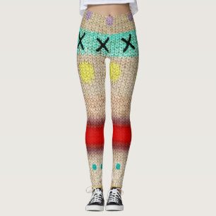 Legging efeito de costura arte colorida