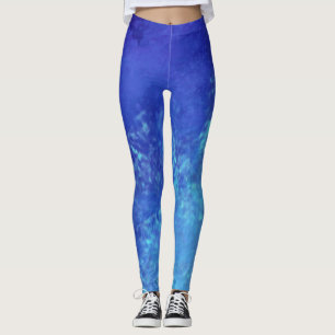 Legging Efeito de sonho pintura nuvens de palhetas Azul
