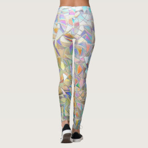 Legging Efeito de Vidro Colorido Prismático - Arco-íris Pr