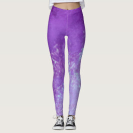 Legging Efeito do Sonho Escuro pintar nuvens de palha Roxo