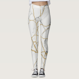 Legging Efeito Marble com Veias Douradas