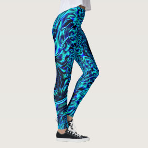 Legging Efeito metálico com imagem azul e verde torrada