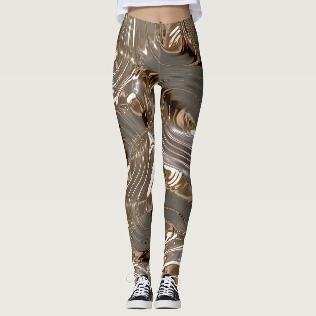 Legging Efeito metálico Dourado prateado (Frente)