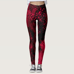 Legging Efeito Splatter de Tinta Vermelho e Preto