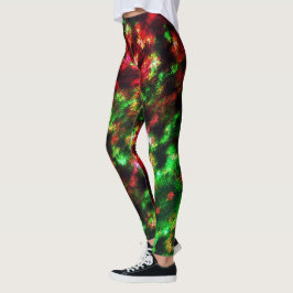 Legging Efeito verde, laranja-avermelhado, pena