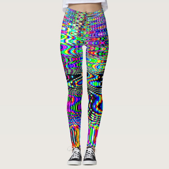 Legging Efeitos Digitais: Design Abstrato Multicolorido (Frente)