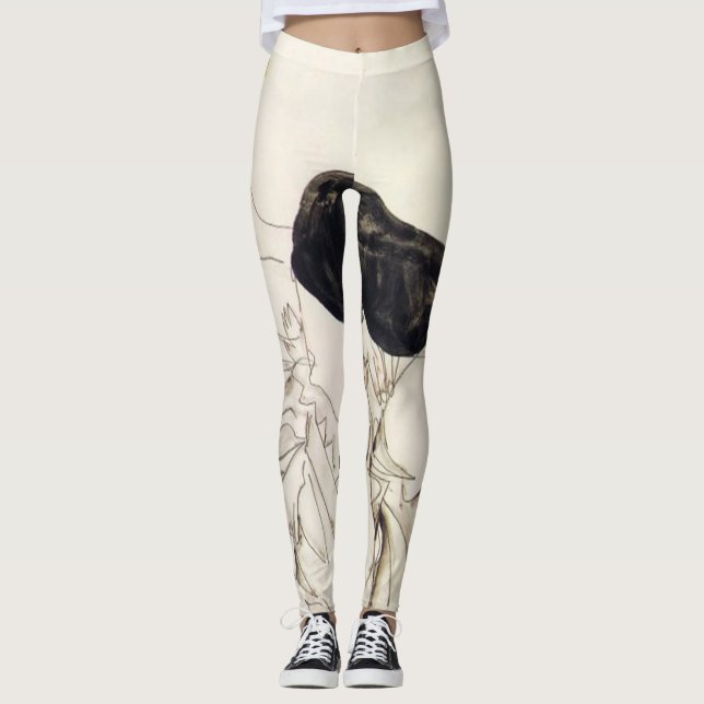 Legging Egon Schiele - Mulher Em Penas Negras (Frente)