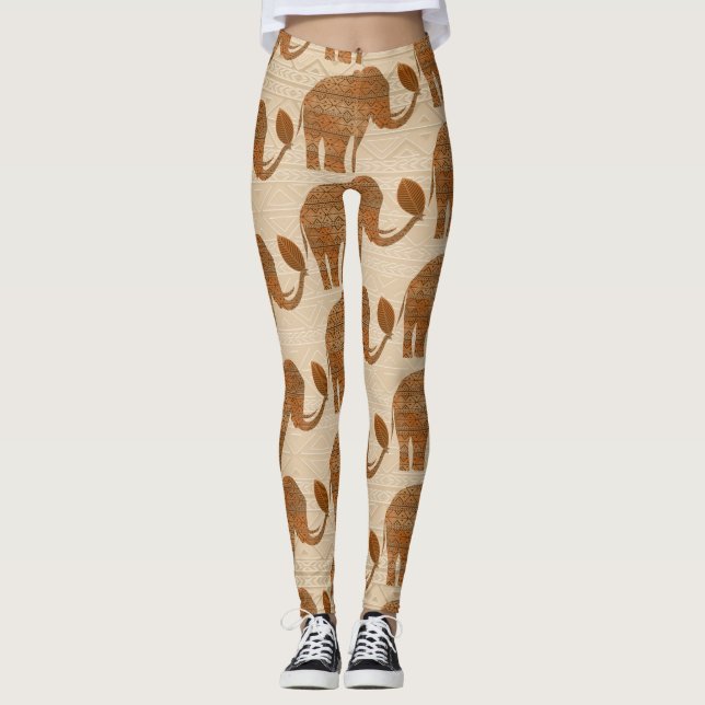 Legging Elefante - Design de Arte Tribal (Frente)