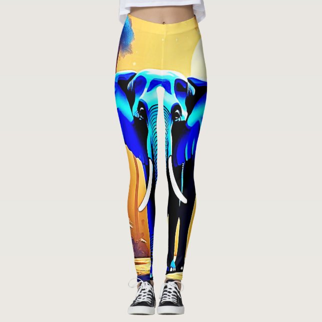 Legging Elefante Místico: Jornada da Floresta Sunset (Frente)