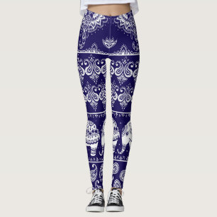 Legging Elefante, paisley: padrão de colheita tribal.