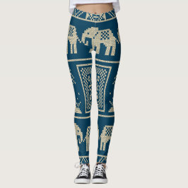 Legging Elefantes africanos Trendy marinho fundo azul