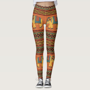 Legging Elefantes Indianos, Laranja Tradicional Sem Costur