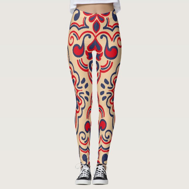 Legging Elegância bordada: Padrão do Tecido Ikat (Frente)