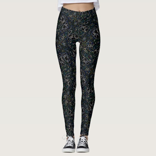 Legging Elegância do Flor da Meia-Noite (Frente)