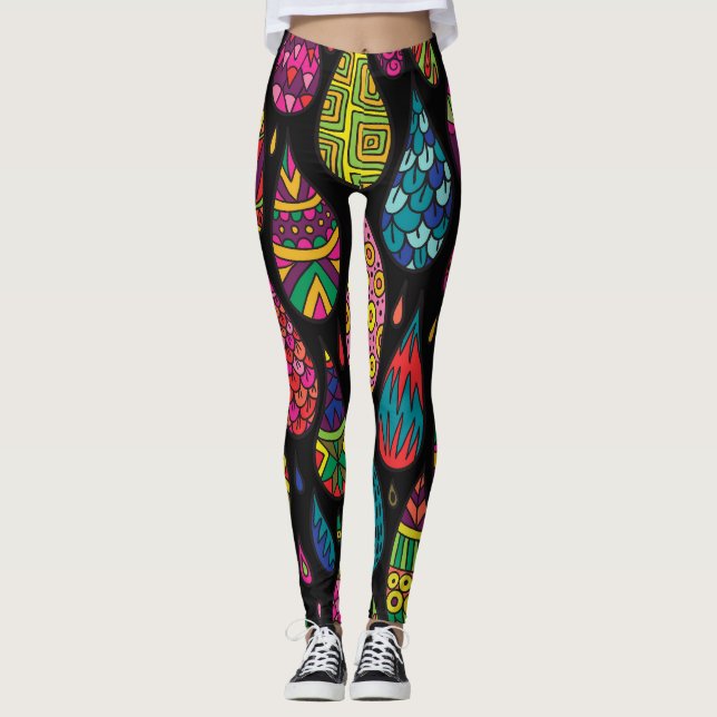 Legging elegância floral, fundo abstrato. (Frente)