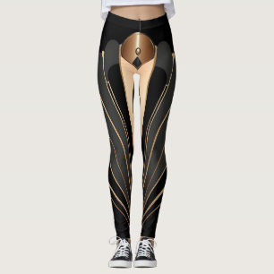 Legging Elegância Geométrica em Art Deco Dourado