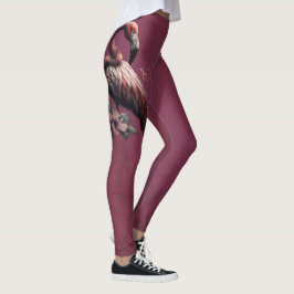 Legging elegância tropical, o flamingo na luz.