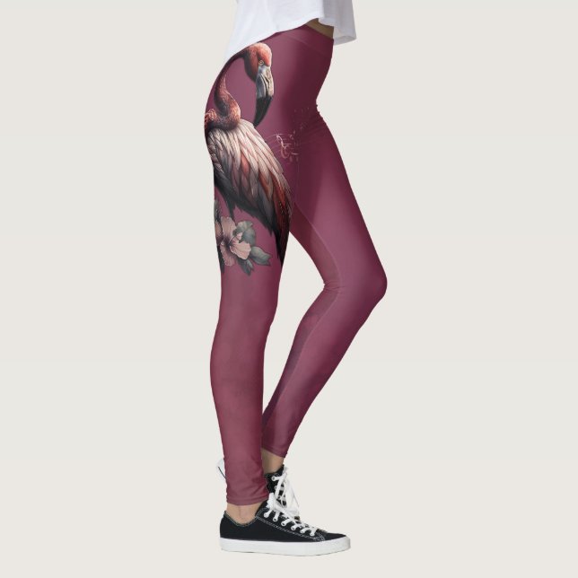 Legging elegância tropical, o flamingo na luz. (Direita)