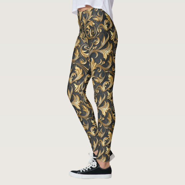 Legging Elegant black gold tiled pattern  (Esquerda)