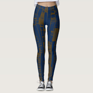 Legging Elegant blue &brown abstract pattern 