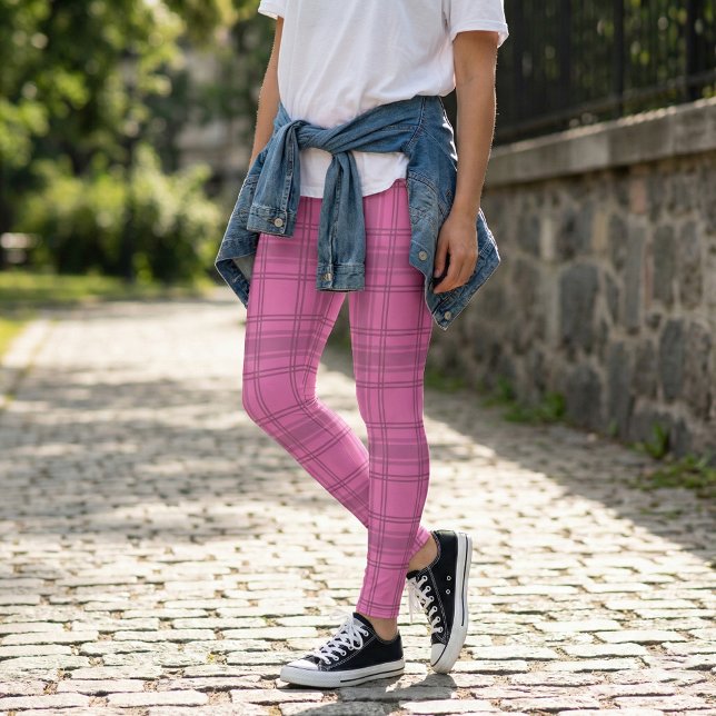 Legging Elegant Cute Pink Tartan Plaid Pattern (Criador carregado)