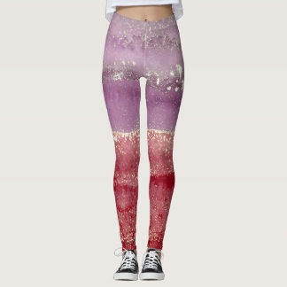 Legging Elegant purple and gold glitter