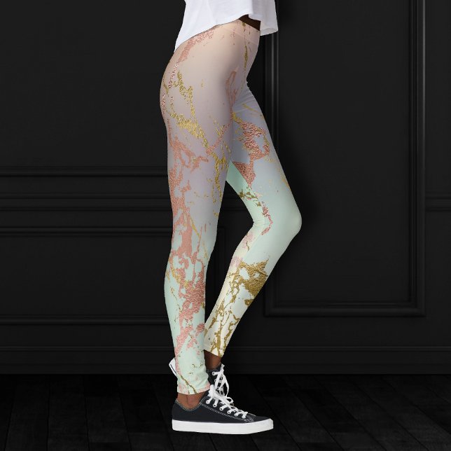 Legging Elegante Beige Marble | Mint Sage Green Rosa Doura (Criador carregado)