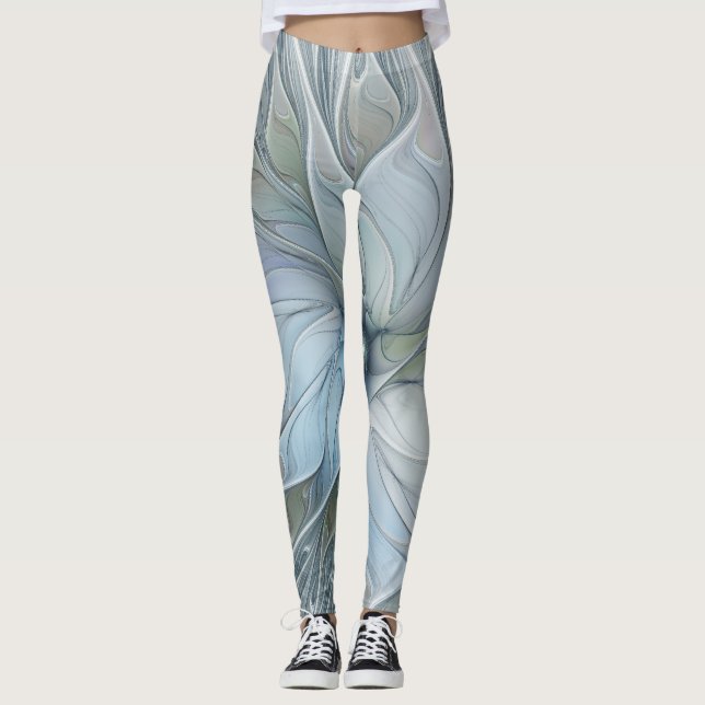Legging Elegante Beleza Arte Fractal Abstrata Moderna Flor (Frente)