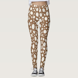 Legging Elegante Branco & Bege Bolinhas Stylish 