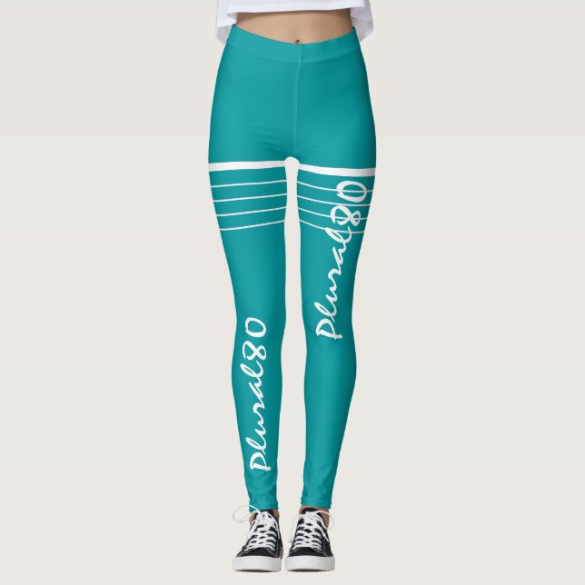 Legging Elegante de monograma branco azul (Frente)