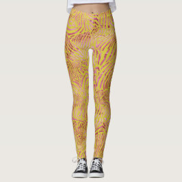 Legging Elegante design de zebra em dourado e rosa poeiren