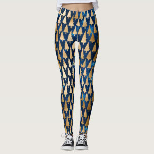 Legging Elegante Dourado das Árvores de Natal Feriado Yoga