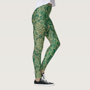 Legging Elegante Dourado Floral Mandala Green Design