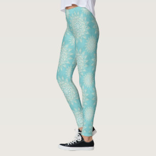 Legging Elegante Dourado Mandala Sky Blue Design